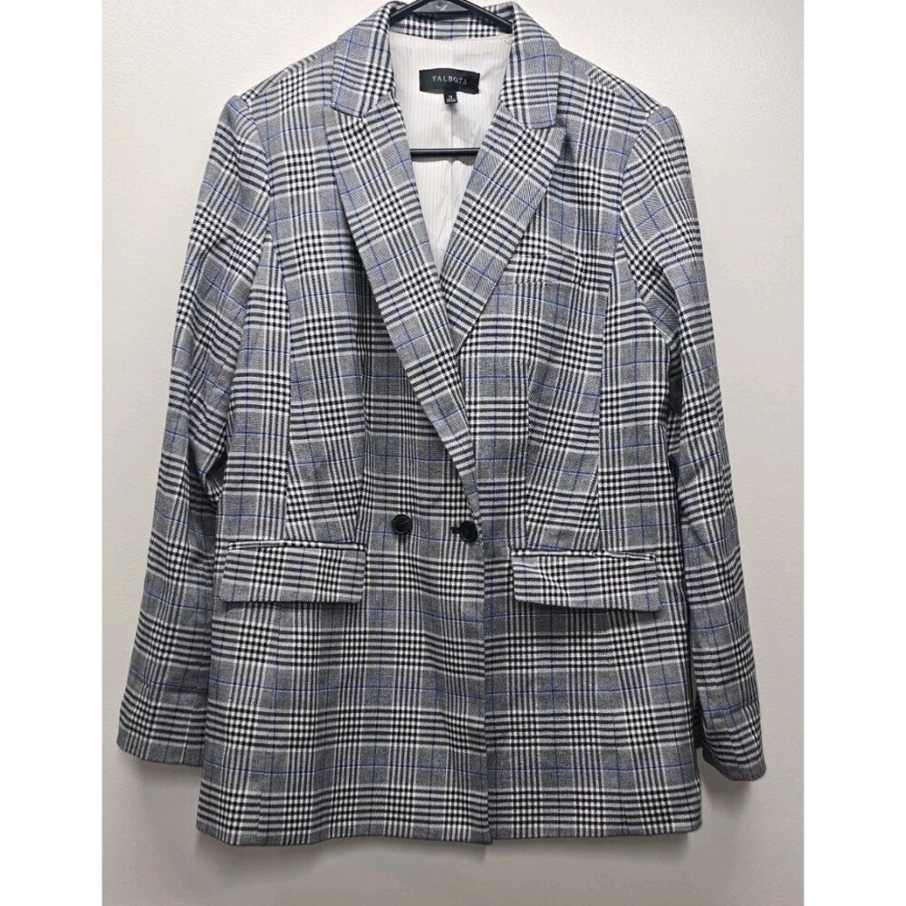 TALBOTS Plaid Blazer Size 10 Double Breasted Academia Office Preppy Career